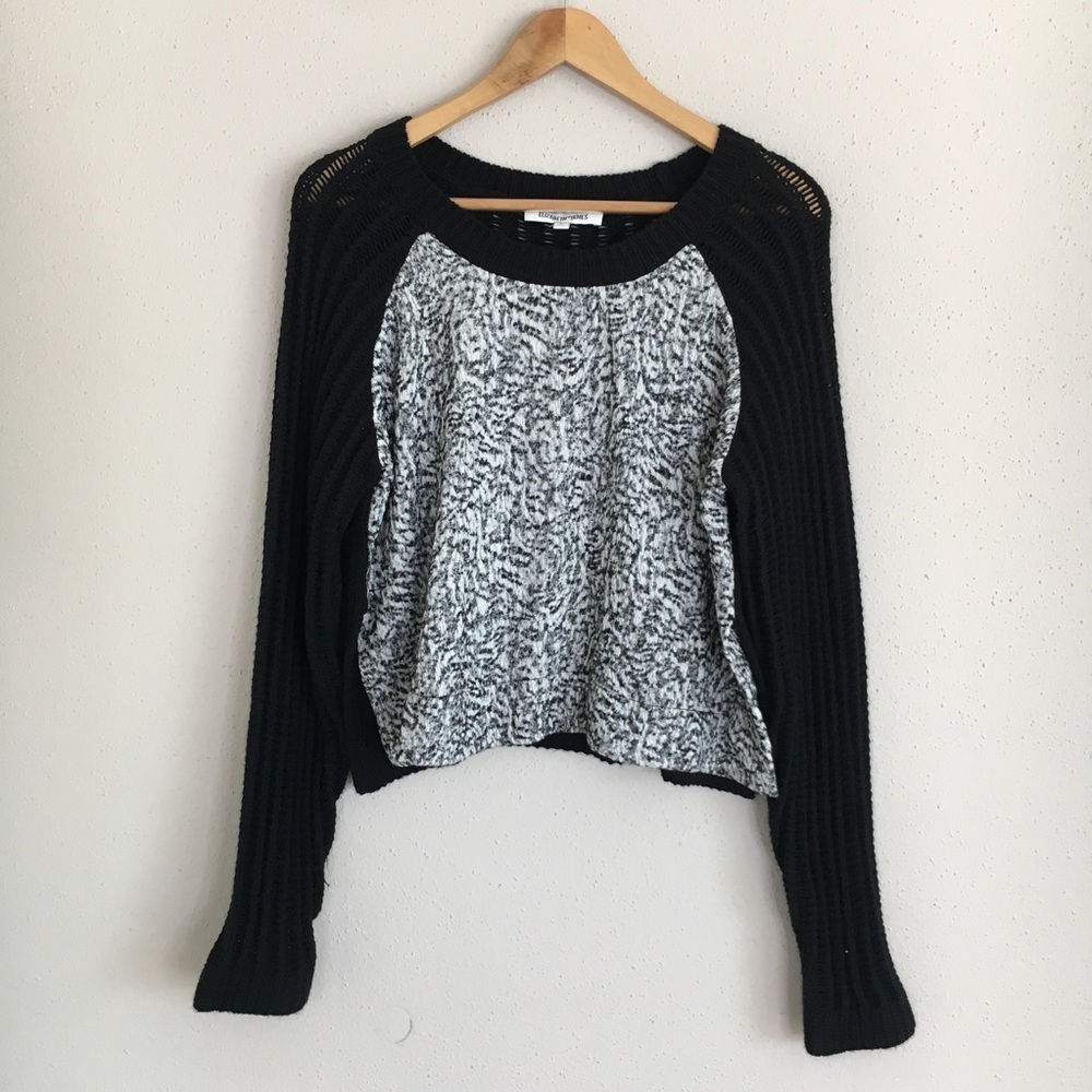Elizabeth and James Black Marled Cropped Sweater